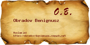 Obradov Benignusz névjegykártya